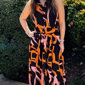 Sleeveless Collared Midi Dress